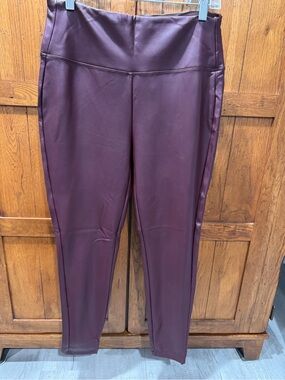Zenana Outfitters Faux-Leather Leggings in Deep Plum